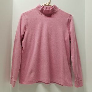 L.L. Bean Heather Pink Cotton Interlock Long Sleeve Turtleneck